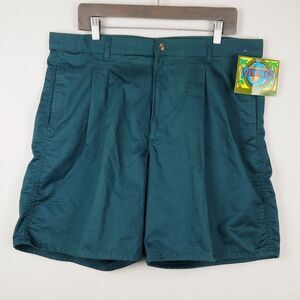 Vintage Deadstock Weeds Shorts Mens 38 Dark Teal Green Pleated High Waist 80s